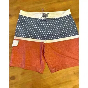 Men’s Trinity Size 38 Board Shorts Stretch 10.5" American Flag Red